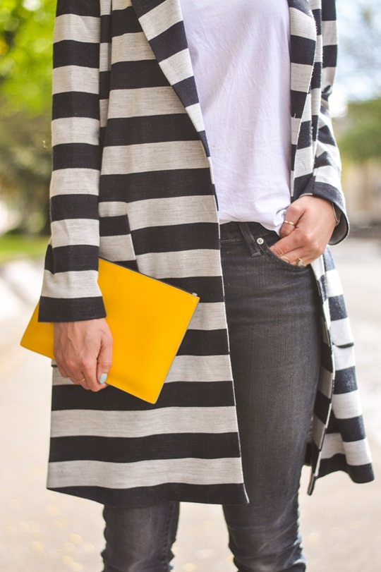 Thankfifi- Asos stripe coat & Iris & Ink yellow clutch-6
