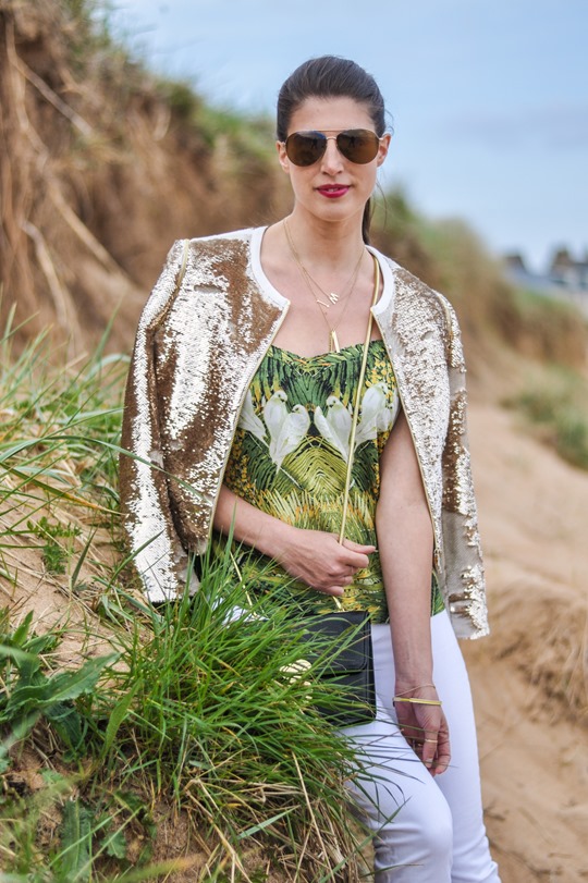 Thankfifi- Ted Baker Blubele sequin jacket &  palm print-8