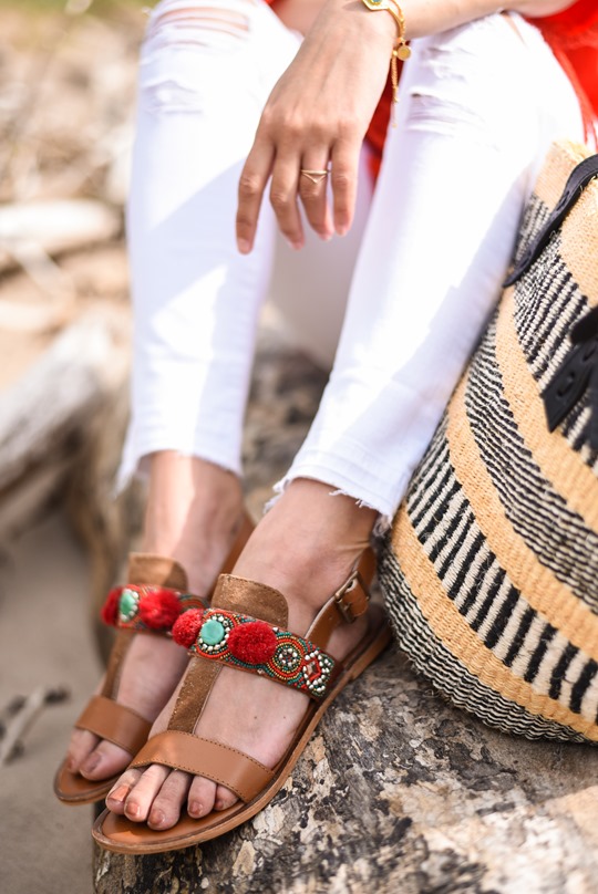 Boho leather pompom sandals, Next - Thankfifi, Scottish fashion blog-2
