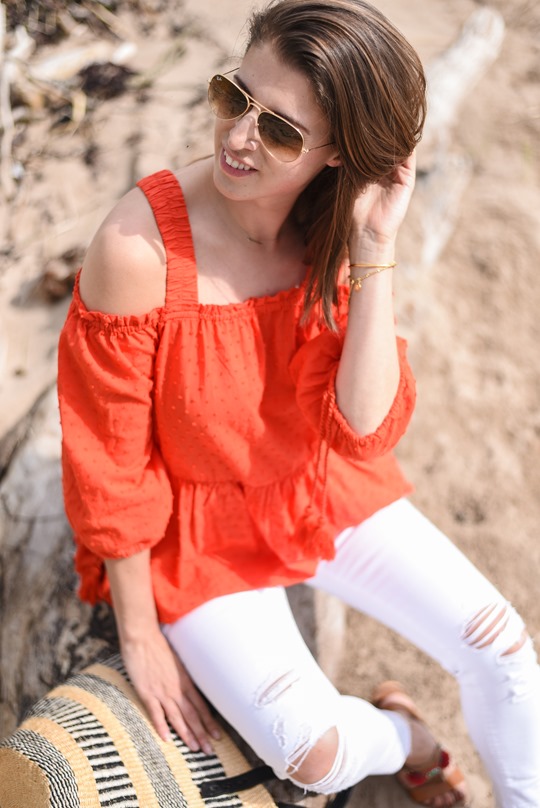 H&M off the shoulder red boho dress - Thankfifi, Scottish fashion blog, Troon beach-9