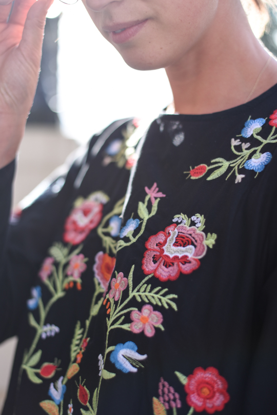 Zara embroidered floral black swing dress - Thankfifi Scottish fashion blog-15