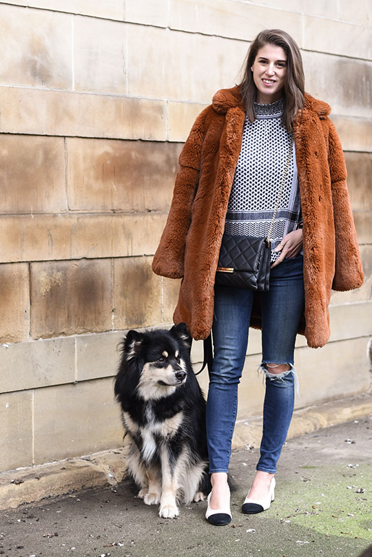 Cecilie-Copenhagen-scarf-blouse-&-Karen-Millen-teddy-fur-coat---Thankfifi-Scottish-fashion-blog-2